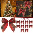 thumbnail image 2 of Ongmies Christmas Bows, 10Pcs Christmas Bows - Various Fabric Styles For Tree Garland, Party & Holiday Decorations, Christmas Decorations Indoor, 2 of 9