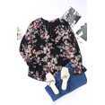 thumbnail image 1 of ABPHQTO Blusa de gasa negra con estampado de flores silvestres para mujer, 1 of 5