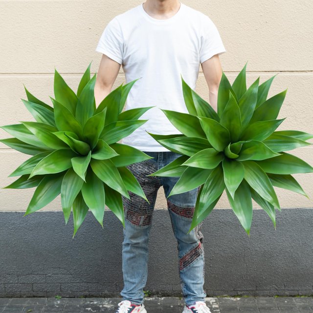Plantas artificiales de agave Ttranewsoo, grandes, resistentes a los rayos UV, paquete de 2
