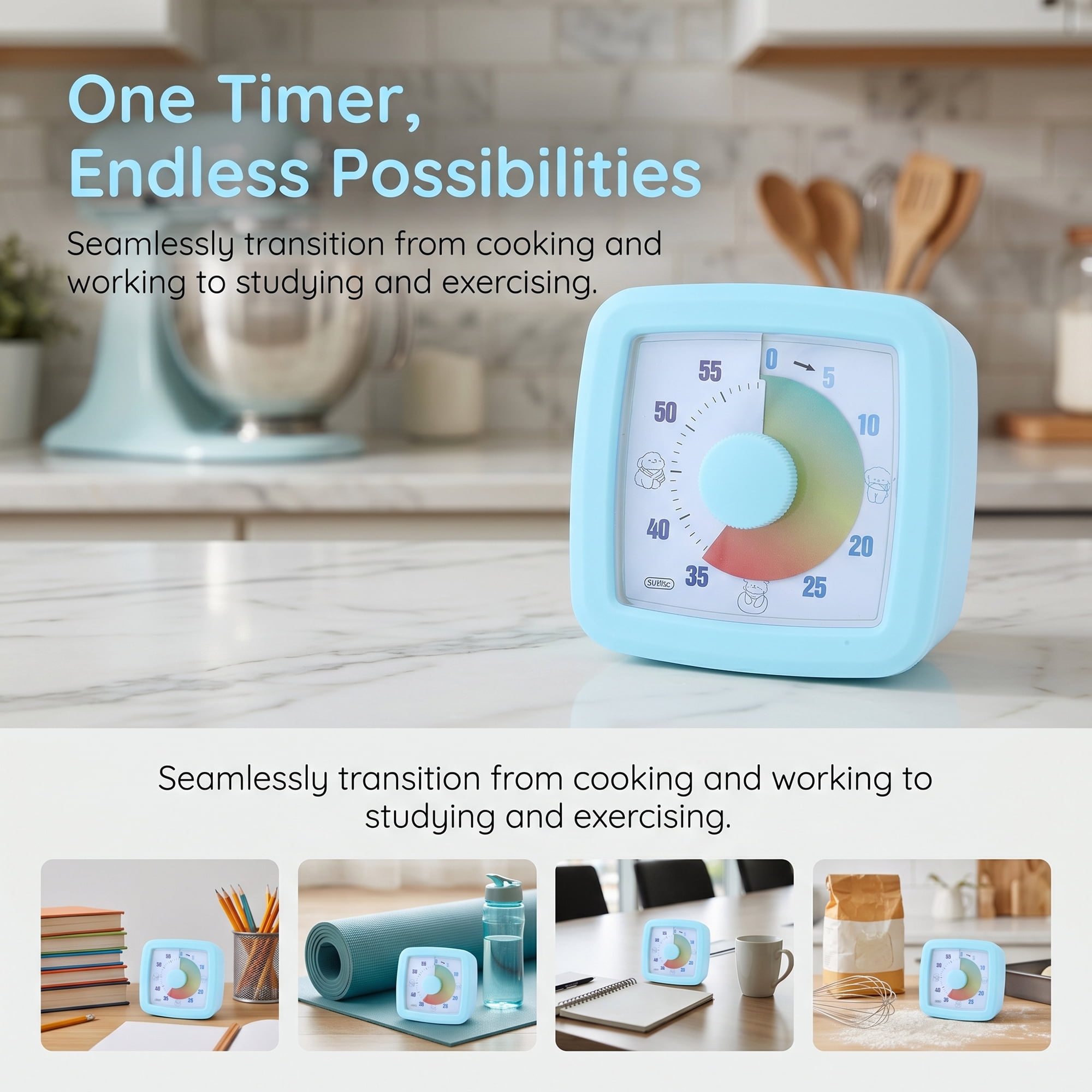 Unique Bargains 60 Minute Digital Visual Timer with Loud Alarm for Studying Blue B