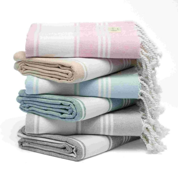 Juego de 6 toallas de playa de algodón turco Salt Earth, 91 x 183 cm