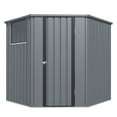 thumbnail image 6 of YODOLLA 5.5 x 5.5 ft. Outdoor Metal Storage Shed with Swinging Out Window & Lockable Door, 5 Sided Corner Shed for Backyard, Garden in Gray, 6 of 10