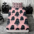 thumbnail image 4 of Erosebridal Ghost Graffiti Twin Sheets 3pcs,Cute Halloween Bedding,Dark Pink,1 Flat Sheet, 1 Fitted Sheet and 1 Pillowcase, 4 of 6