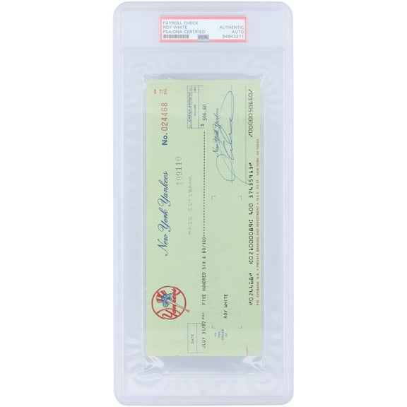 Roy White New York Yankees Autographed Check from July 31, 1987 - PSA 84943211 - Fanatics Authentic Certified