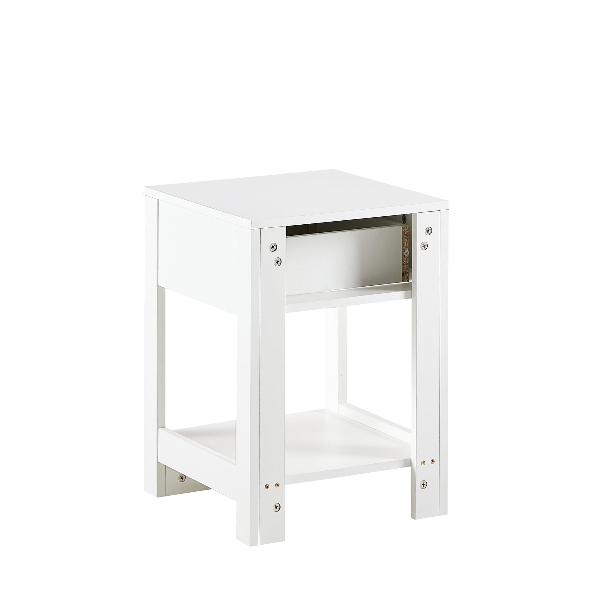 Kadyn Rattan Side Table, 15.75" Bedside End Table with Drawer, Modern Farmhouse Nightstand for Living Roon, White Kadyn Rattan Side Table, 15.75" Bedside End Table with Drawer, Modern Farmhouse Nightstand for Living Roon, White