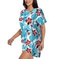 thumbnail image 2 of Naloa Hawaiian Style Women's Short-Sleeved Pajama Set, Loungewear, Summer pajamas, Breathable Cozy - Medium, 2 of 9