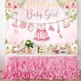 thumbnail image 4 of Pink Floral Baby Shower Backdrop, Girls Baby Shower Decorations, Baby Girl Clothes Backdrops, Banner, Rose Gold Flower Photography Background, 7x5ft, 4 of 6