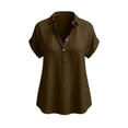 thumbnail image 4 of Cilsoka Linen Tops for Women - Summer Gauze Shirts Button Down Short Sleeve V Neck Blouses Dressy Casual Tunic Clothes, 4 of 5
