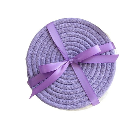 

Coasters Set Insulation Mat Water-Absorbing Round Plate Mat Set of 4 with Ribbon