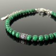 thumbnail image 4 of Malachite 6mm Round Shape Smooth Cut Beads 7 inch Adjustable Silver Plated Clasp Bracelet for men, women, unisex. Link Chain Stacking Bracelet.|LINK_04590, 4 of 5