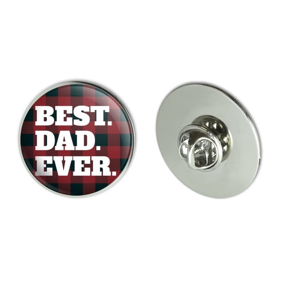 Best Dad Ever Red Black Plaid Metal 1.1" Tie Tack Hat Lapel Pin Pinback