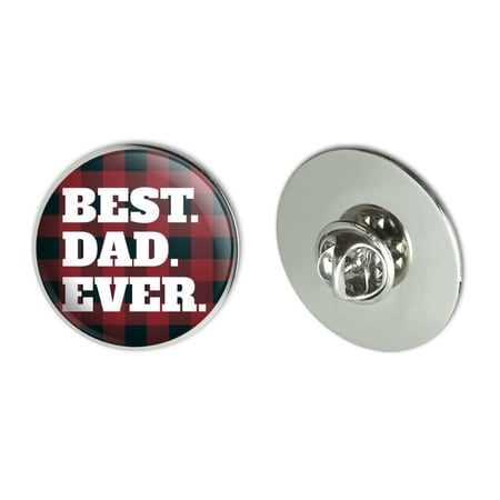 Best Dad Ever Red Black Plaid Metal 1.1" Tie Tack Hat Lapel Pin Pinback