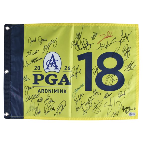 Collectible (39) Fleetwood, Clark, Thomas, Rahm +35 Signed 2026 PGA Championship Flag BAS
