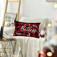 thumbnail image 5 of Christmas Believe Lumbar Throw Pillow Covers 12x20 Inch Xmas Red Black Buffalo Plaid Check Blessed Home Decor Pillow Cases Cotton Linen Winter Holiday Cushion Cover for Sofa Couch, 5 of 6