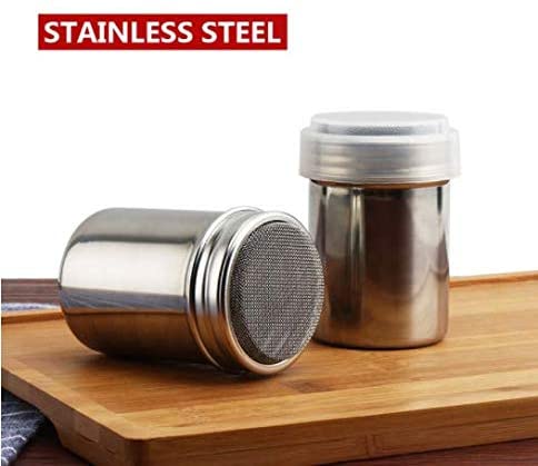Medium for Sifter Cocoa,Cinnamon Powder,Icing Sugar,Chocolate Coffee Set of 3Pcs Powder Sugar Shaker with Lid,Stainless Steel Fine Mesh Shaker