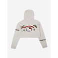 thumbnail image 7 of Hello Kitty Strawberries Puff Print Long Sleeve Zip Up Women's White Cropped Hoodie-XL, 7 of 7
