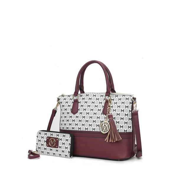 MKF Collection Saylor Women's Tote Handbag & Wristlet Wallet 2 piece Set by Mia K - Burgundy