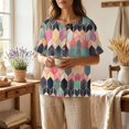 thumbnail image 4 of JULMCOMO Cotton Linen T Shirts for Women Floral Print Short Sleeve Casual Henley Shirts Baggy Comfy Summer Tops with Chest Pocket Green 3XL, 4 of 9