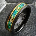 thumbnail image 5 of Tungsten Rings for Men Wedding Bands for Him Womens Wedding Bands for Her 8mm Green Opal with 24K Gold Foil Leaf, 5 of 8