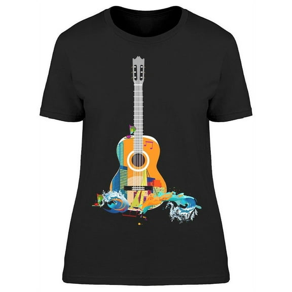 Colorful Abstract Guitar T-Shirt Women -Image by Shutterstock, Female Large