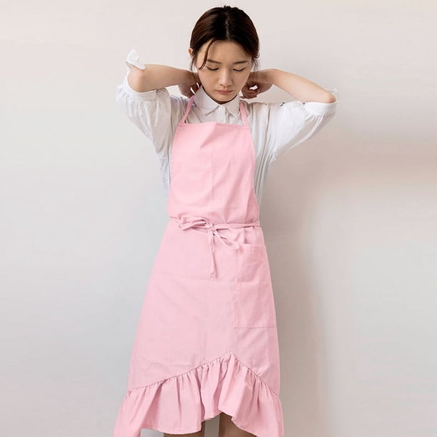 Delantal de lino y algodón de estilo japonés con pliegues y cola de mariposa, para floristería, cafetería, ropa de trabajo, moderno y sencillo, con estampado para el hogar