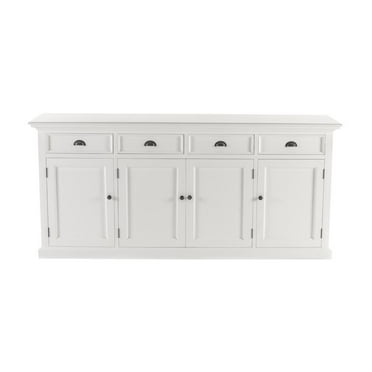 NovaSolo Halifax Mahogany Wood Buffet with 4 Doors 4 Drawers in White