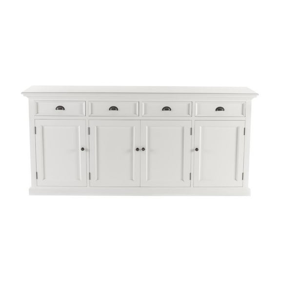 NovaSolo Halifax Mahogany Wood Buffet with 4 Doors 4 Drawers in White