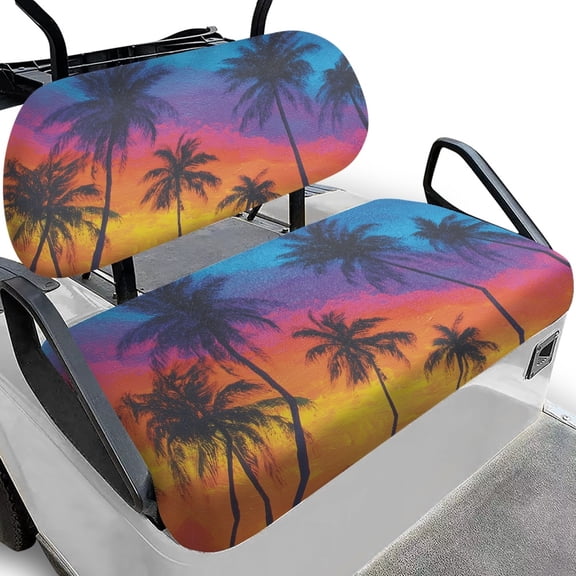 Pzuqiu Palm Sunset Golf Cart Seat Cover Breathable, for Golf Carts, Golf Cart Seat Covers, Compatible with Ezgo Golf Cart Club Car Precedent