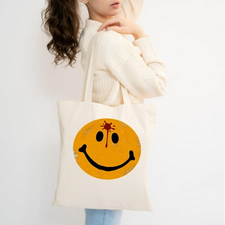 vintage T-Bag Casual  Sport  Streetwear  short sleeve t-BagVintage Smiley Face Head Shot Tote Bag-TH30870