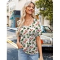 thumbnail image 5 of Zeagoo Womens Summer Top Casual V Neck Short Sleeve Floral Tee Shirts Ladies Tunic Tops for Legging, 5 of 6