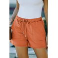 thumbnail image 3 of ABPHQTO Pantalones cortos de mujer con bolsillo en la cintura naranja con cordón, 3 of 5
