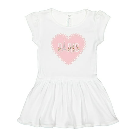 

Inktastic Cute Paris Valentine s Day Heart with Flowers Gift Toddler Girl Dress
