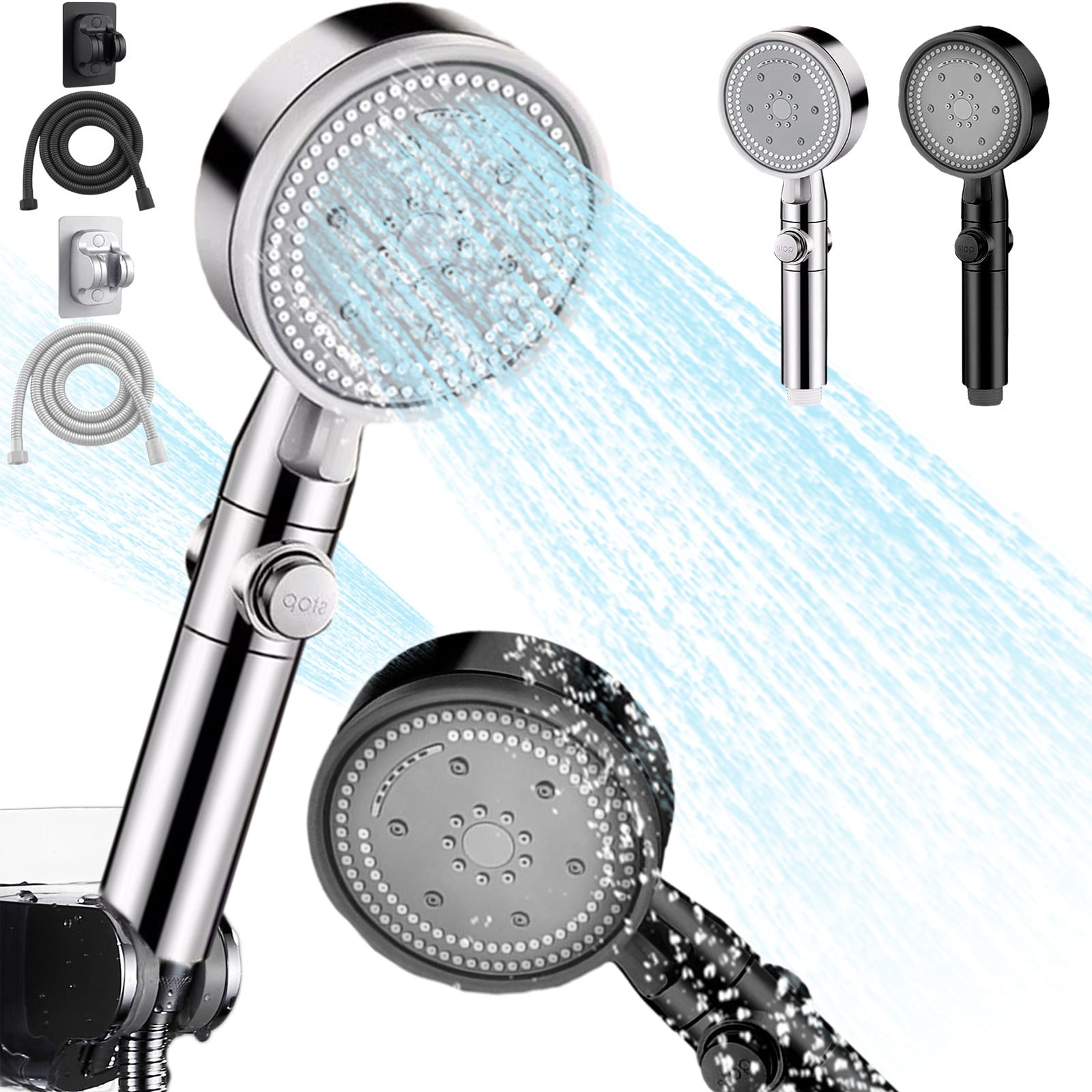 Fufafayo 2Pcs High Pressure Shower Head With Handheld, 8 Spray Modes Rain Showerhead For Full Body Coverage, 78 Inch Long Hose And Adjustable Holder For Bathroom Shower Upgrade