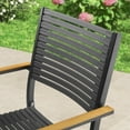 thumbnail image 5 of Ulax Furniture Outdoor Stackable Chairs Patio Aluminum/Plastic Dining Armchair With Teak Arm, Set of 2, 5 of 7