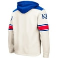thumbnail image 3 of Men's Colosseum Cream Kansas Jayhawks 2.0 Lace-Up Pullover Hoodie, 3 of 4