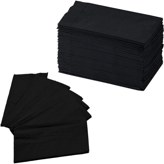 Black Dinner Napkins 125 Pack, 2 Ply Disposable Paper Napkins for Parties, Weddings & Events, Bulk Value Pack