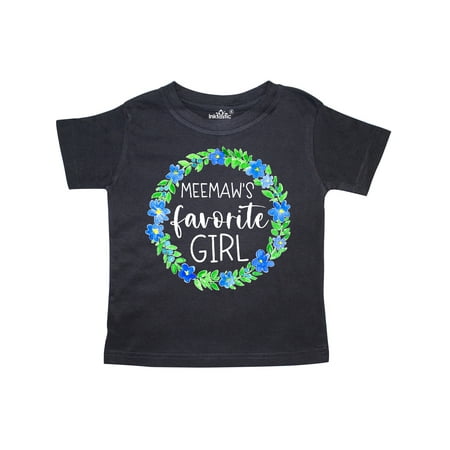 

Inktastic Meemaw s Favorite Girl Blue Flower Wreath Gift Toddler Toddler Girl T-Shirt