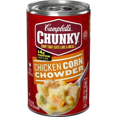 Campbell's Chunky Soup, Ready to Eat Chicken Corn Chowder Soup, 18.8 Oz Can, Quantity of 8