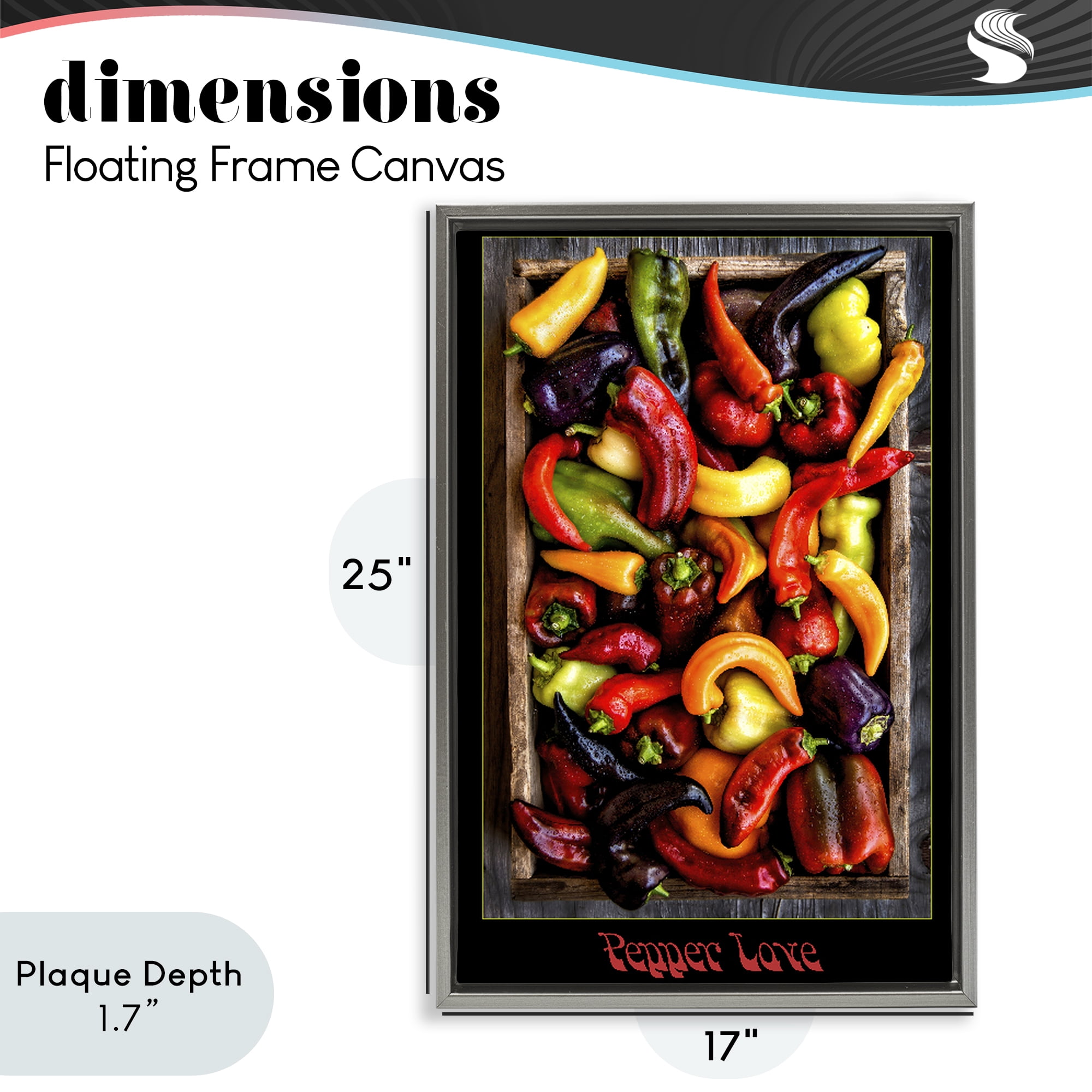 Stupell Industries Pepper Love Vibrant Vegetables Gray Framed Floater Canvas Wall Art, design by Carl Kravats