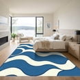 thumbnail image 3 of ODIKA 3'x5' Machine Washable Non-Slip Area Rug, Wave Trellis With Harmonious Curved Intersections High Traffic Rug with Pad, Navy, 892701, 3 of 8