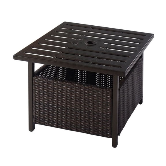 Outdoor Patio Rattan Wicker Steel Side Deck Table