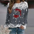 thumbnail image 3 of Suéteres navideños con estampado de copos de nieve, suéteres de cuello redondo y manga larga para mujer, suéteres de copa de vino, suéteres para mujer, 3 of 5