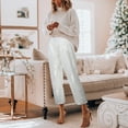 thumbnail image 2 of DHFJKG Women's Sparkly Sequins Pants Straight Leg Elastic Waist Solid Color Pants Party Night Club Leisure Trousers, 2 of 8