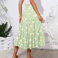 thumbnail image 5 of Women’s Floral Print Tiered Maxi Skirt with Elastic Waist and Drawstring Pockets Lightweight Flowing Design for Everyday Wear Army Green 2XL, 5 of 5