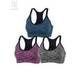 thumbnail image 2 of Gustave 3-Pack Women's Seamless Active Keyhole Mesh Racerback Sports Bra High Impact Padded Bras Workout Fitness Running Yoga Crop Tops "Size XL", 2 of 8