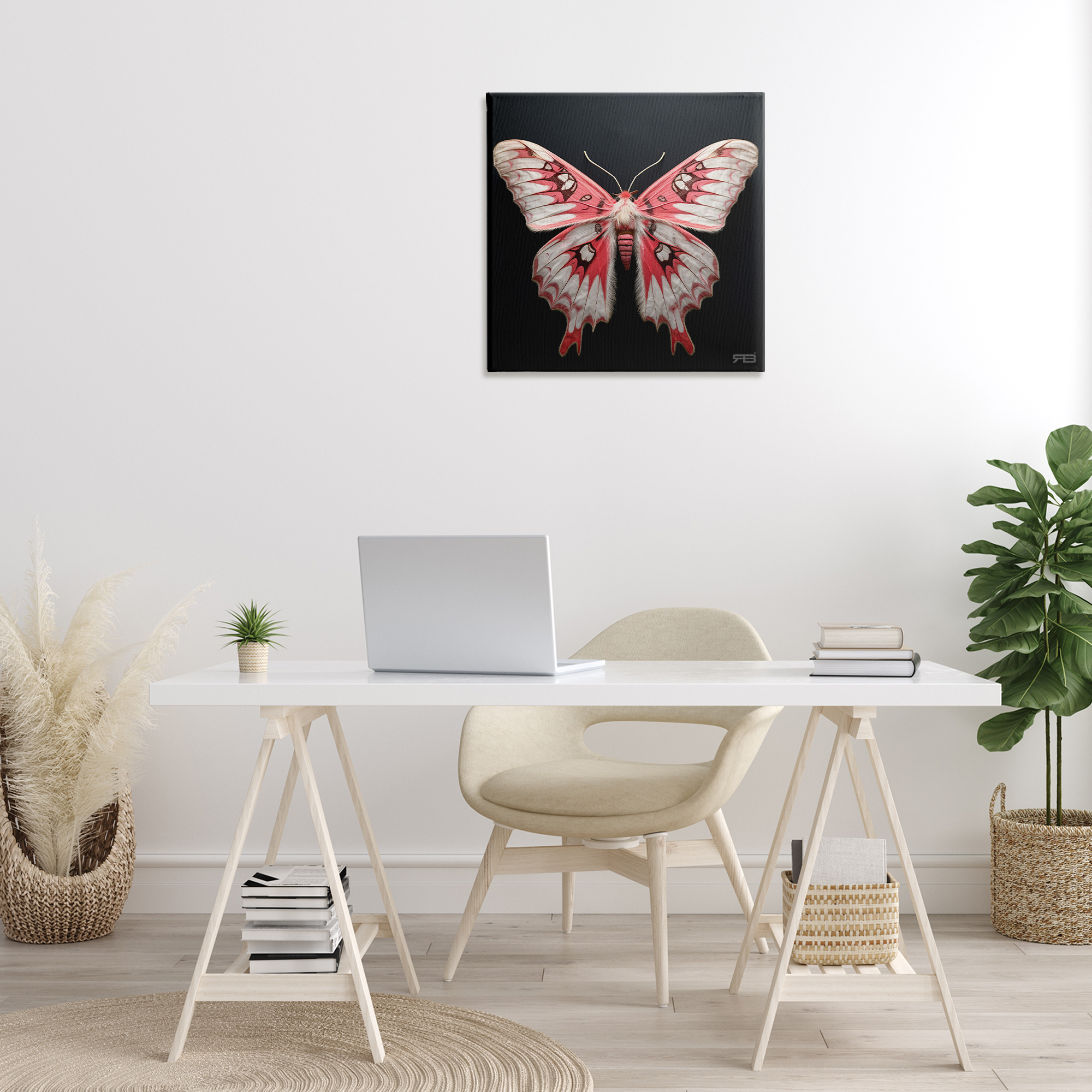 Stupell Industries Red & White Moth Animals & Insects Painting Gallery Wrapped Canvas Art Print Wall Art, 24 x 24