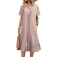 thumbnail image 1 of Vestido HOTOUCH, camisa a rayas, vestido de lino de manga corta para mujer, 1 of 6