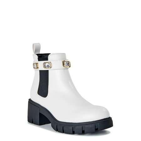 

Madden NYC Women s Rhinestone Chain Lug Sole Chelsea Booties