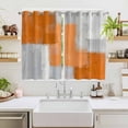thumbnail image 2 of Orange Abstract Kitchen Curtains Window Panels, Grey Geometric Oil Painting Vintage Gradient Insulated Window Treatment Curtain, Grommet Curtains for Bedroom/Living Room/Bathroom, 2 Piece 52"Wx63"L, 2 of 8