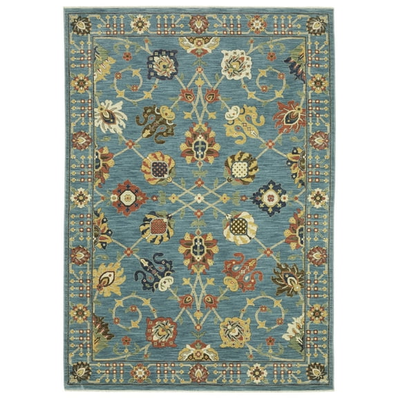 Woven Trends Flormap FR01E - Traditional/Oriental Vintage Inspired Floral Pattern, Stain Resistant, Living Room, Bedroom, Office, Pet Friendly Polypropylene Area Rug in Blue - 10' X 13'